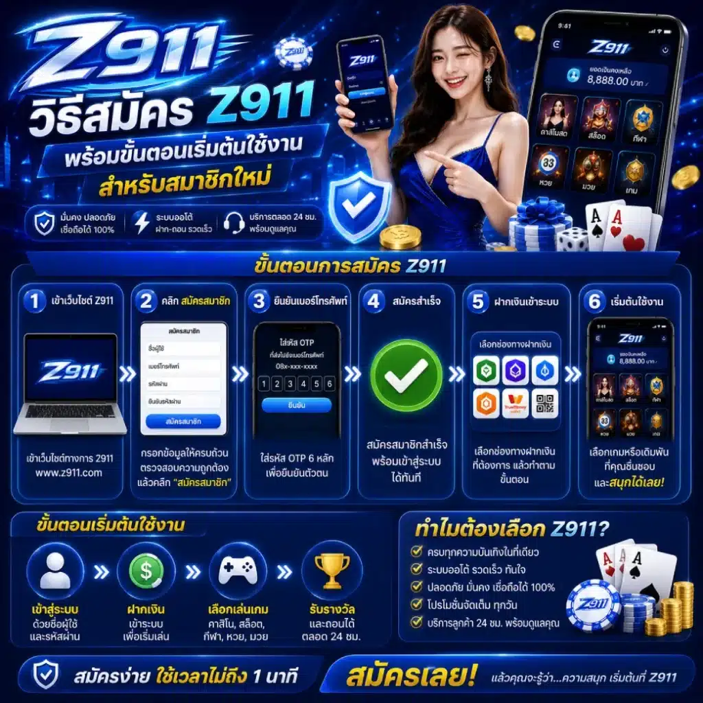 วิธีสมัคร Z911 พร้อมขั้นตอนเริ่มต้นใช้งานสำหรับสมาชิกใหม่