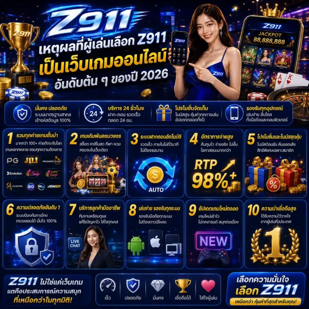 เหตุผลที่ผู้เล่นเลือก Z911 เป็นเว็บเกมออนไลน์อันดับต้น ๆ ของปี 2026